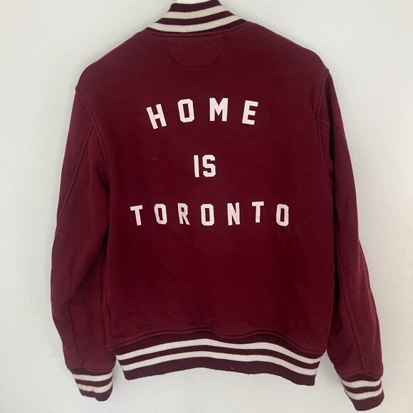 PEACE COLLECTIVE - HOME IS TORONTO Button-Up Varsity Jacket - M - Red/Burgundy - Picture 1 of 2